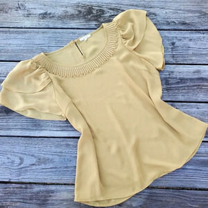 MUSTARD blouse butterfly sleeves M